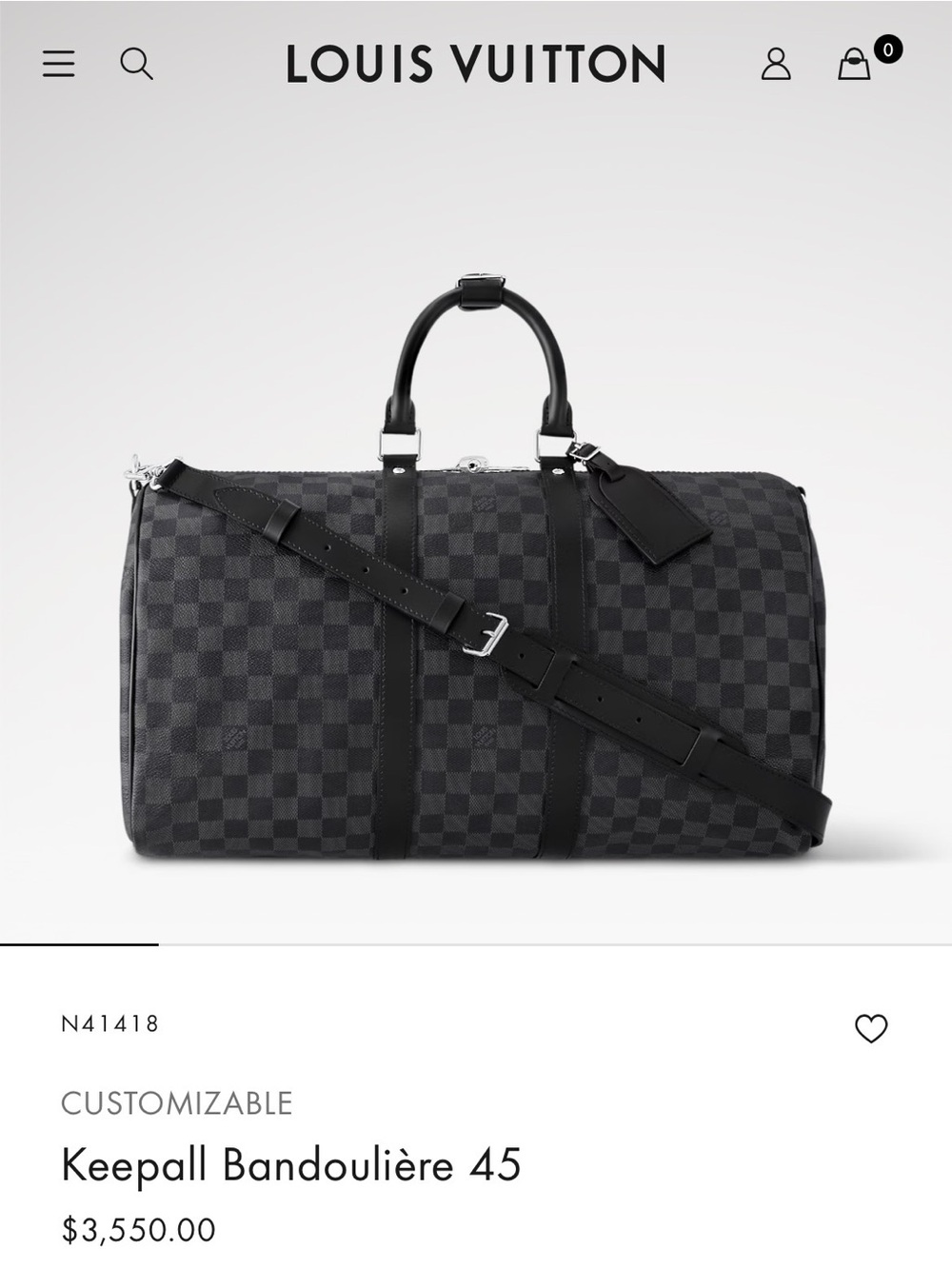 Louis Vuitton Keepall Bandouliere 45 in Black Monogram Eclipse